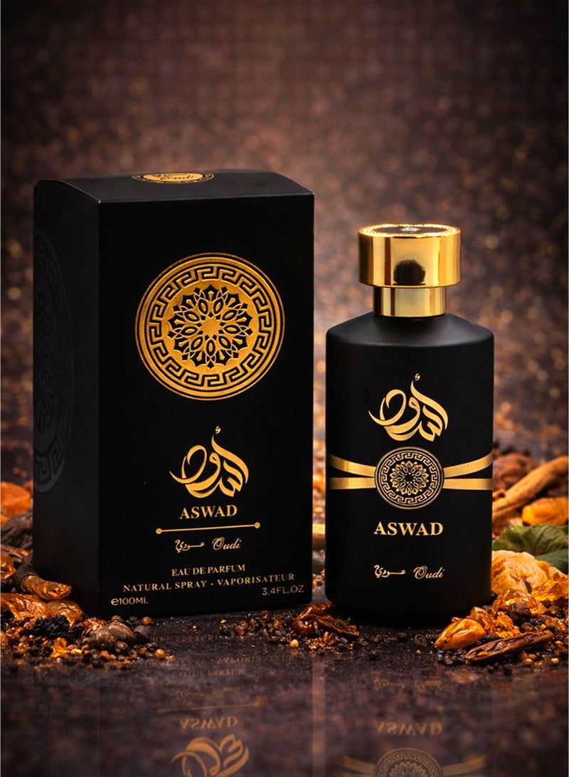 OUDI Patchouli Perfume for Men Oudi Aswad Eau De Parfum 100ml | Long Lasting Perfume for Men with Patchouli, Amber, Vanilla & Woody Spicy Notes | Luxury Men’s Eau De Parfum - Image 1